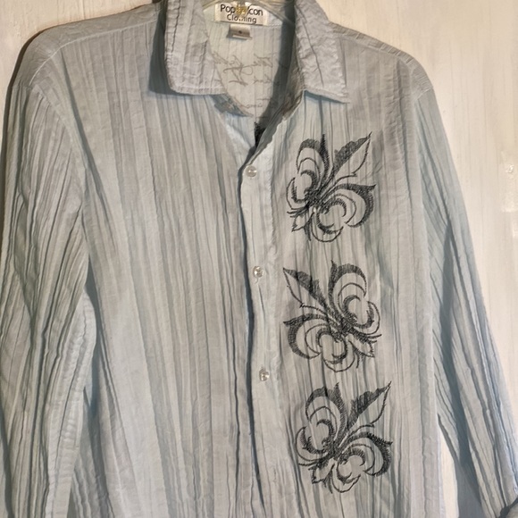 POP ICon Clothing Embroidered Posh Cotton Button Up- S - Picture 2 of 6